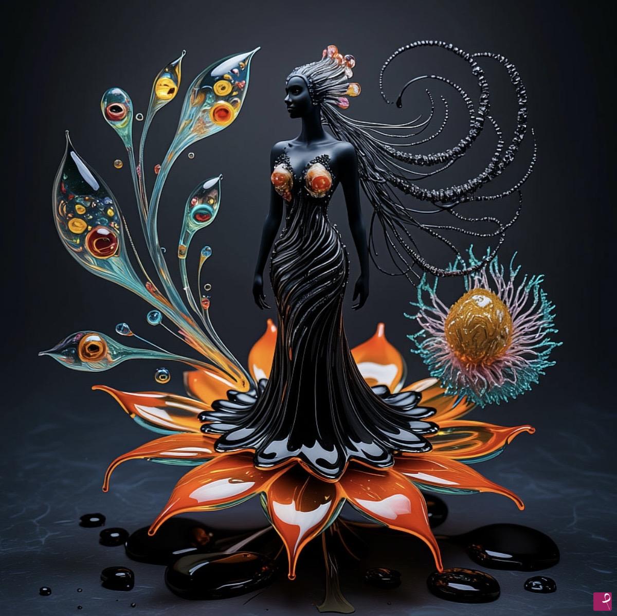 quadri in vendita online - Black woman from glass flower 