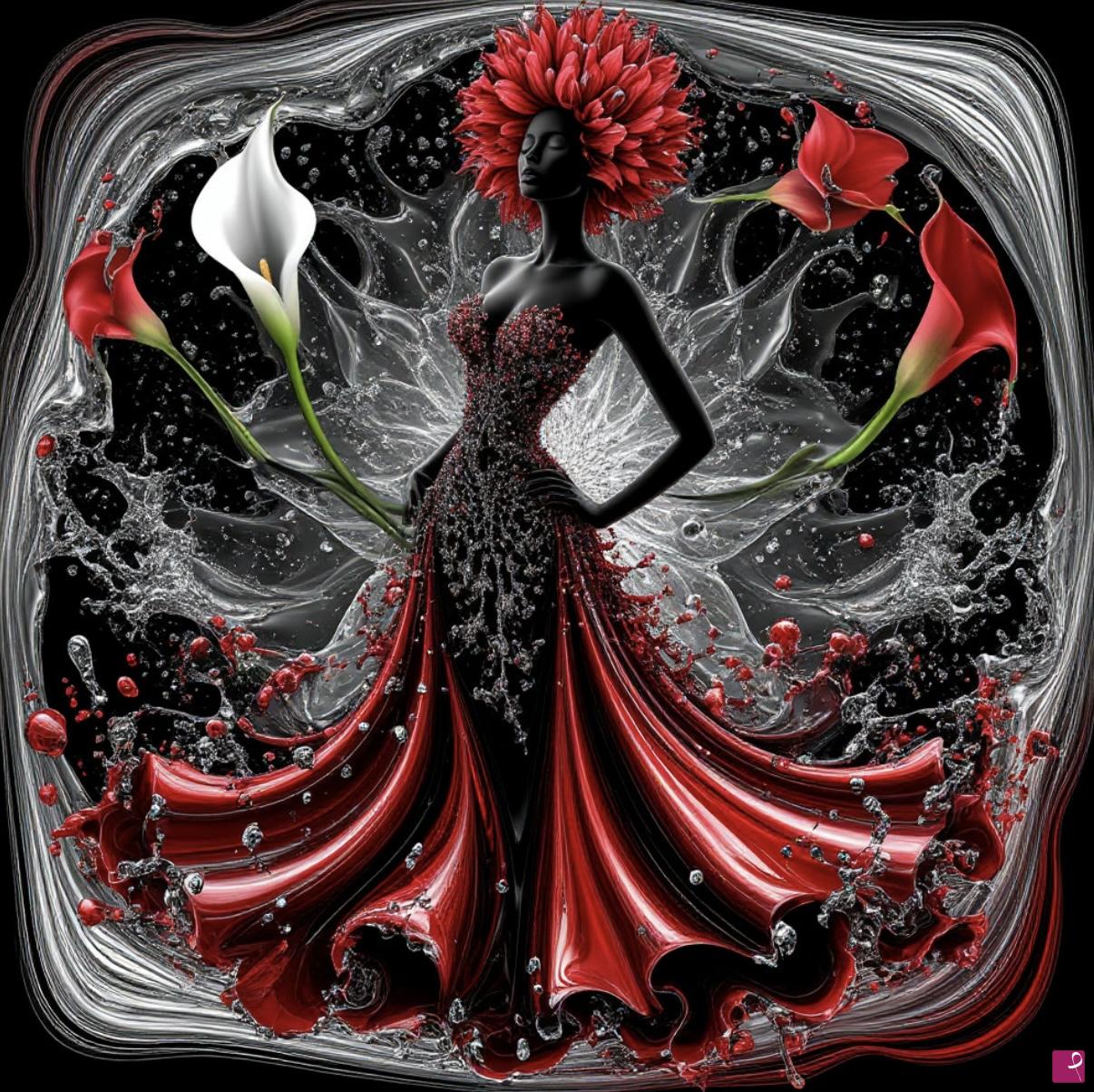 quadri in vendita online - Black women and flowers 