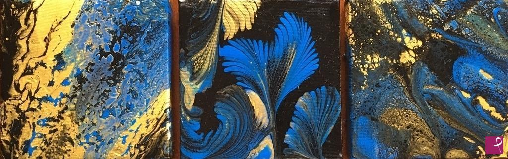 quadri in vendita online - Blue and gold composition 