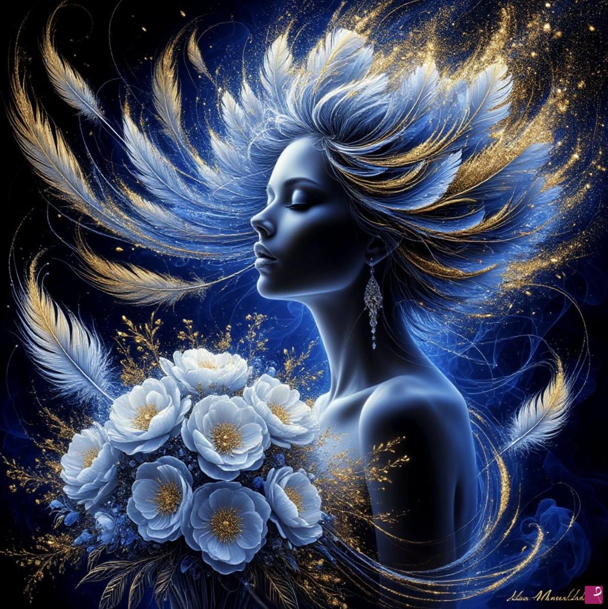 quadri in vendita online - Blue beautiful woman 3