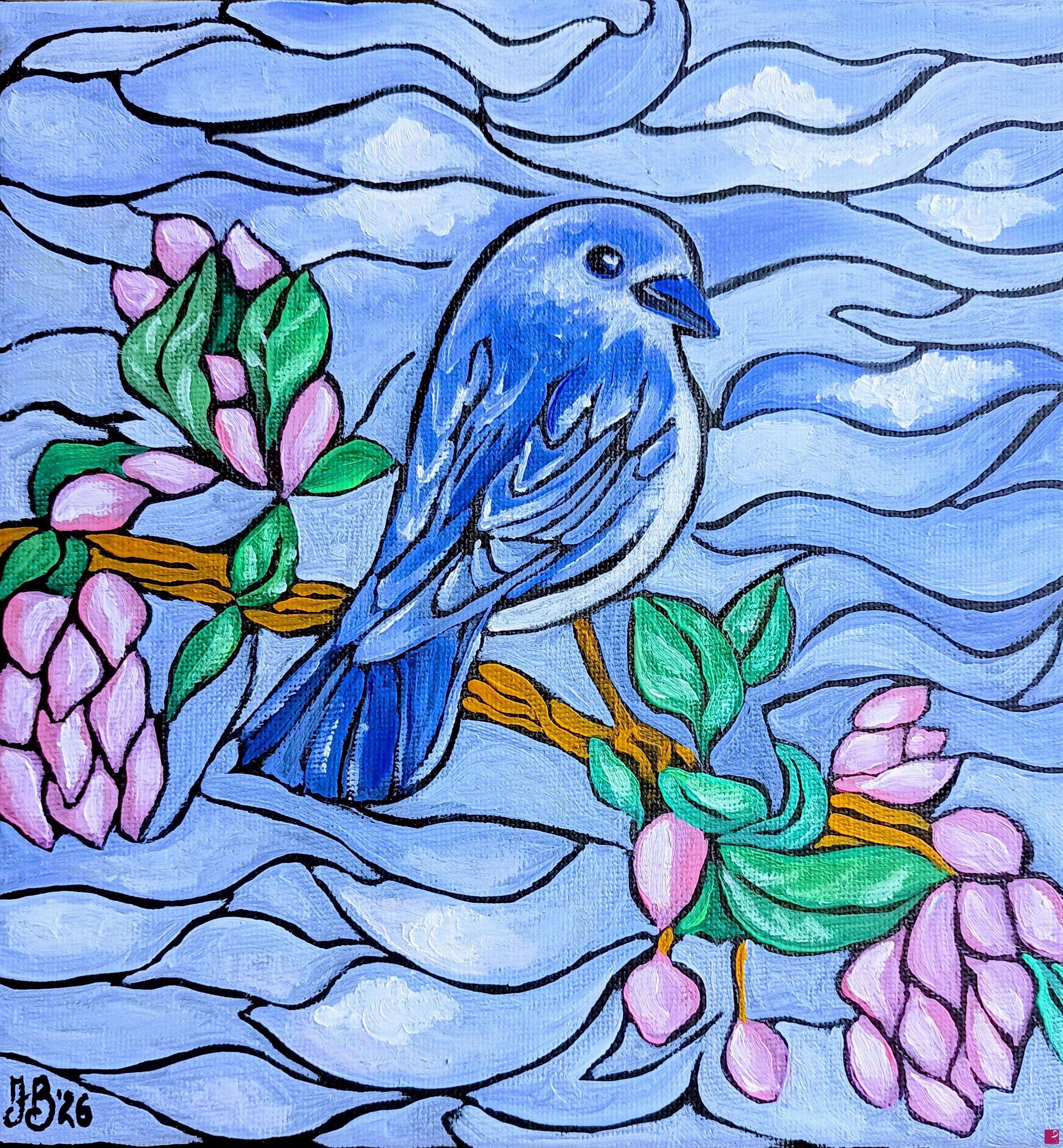 quadri in vendita online - Blue bird