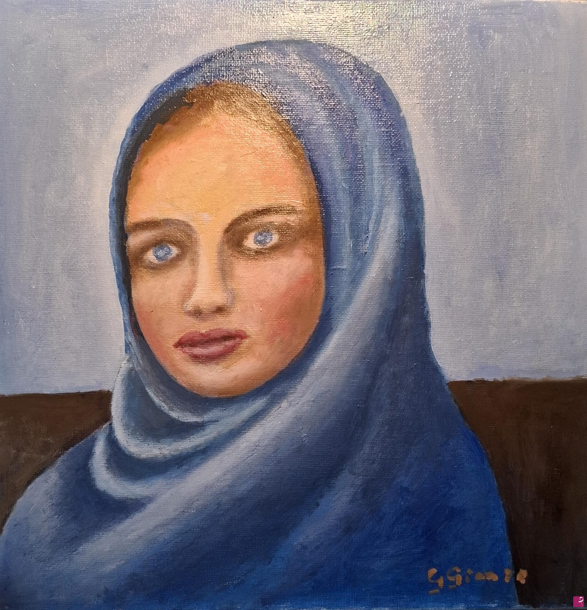 quadri in vendita online - Blue eyes girl portrait
