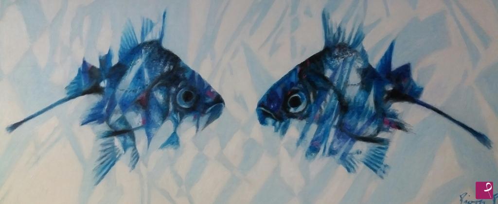 quadri in vendita online - BLUE FISHES