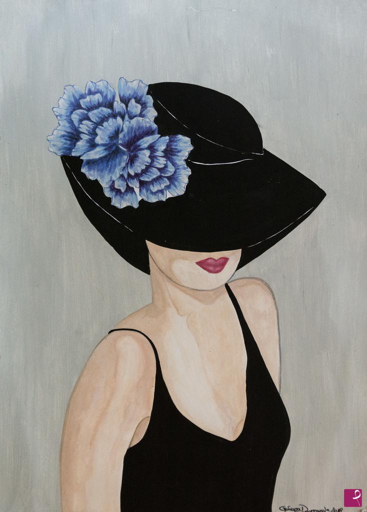 quadri in vendita online - Blue Flower Hat 