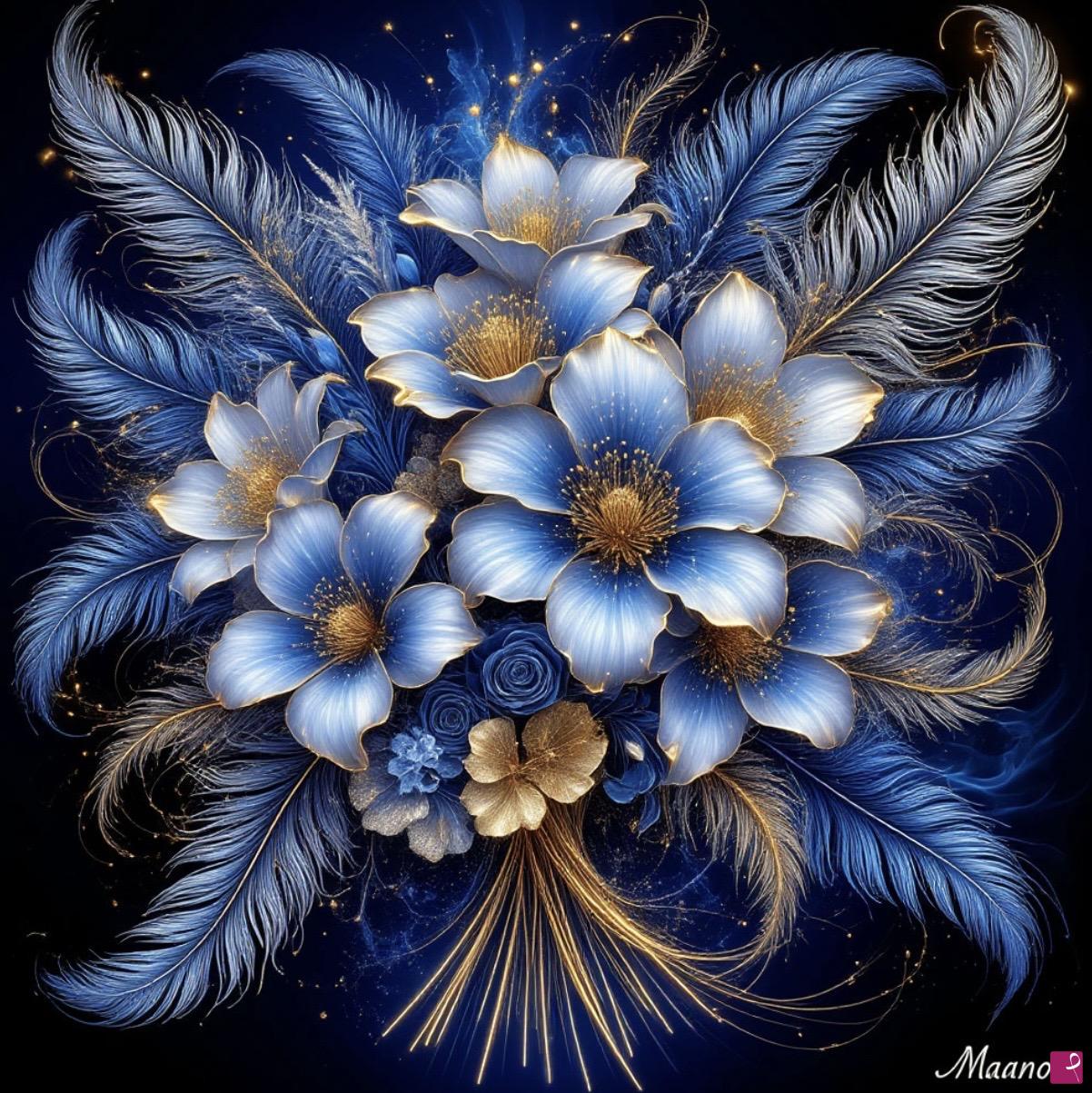 quadri in vendita online - Blue flowers 2