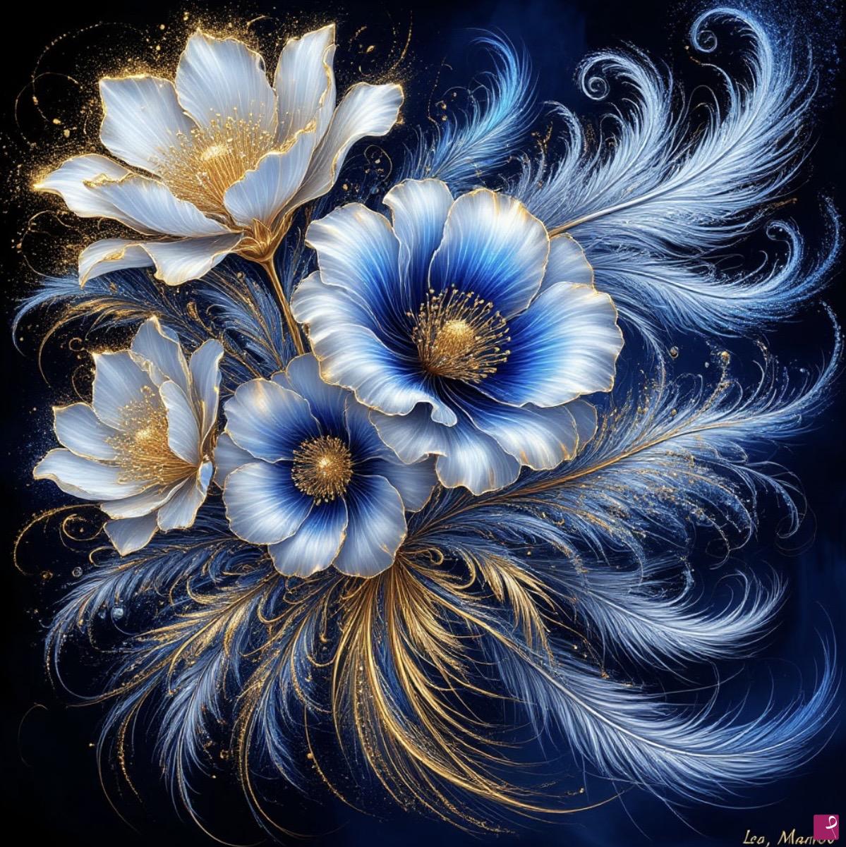 quadri in vendita online - Blue flowers 
