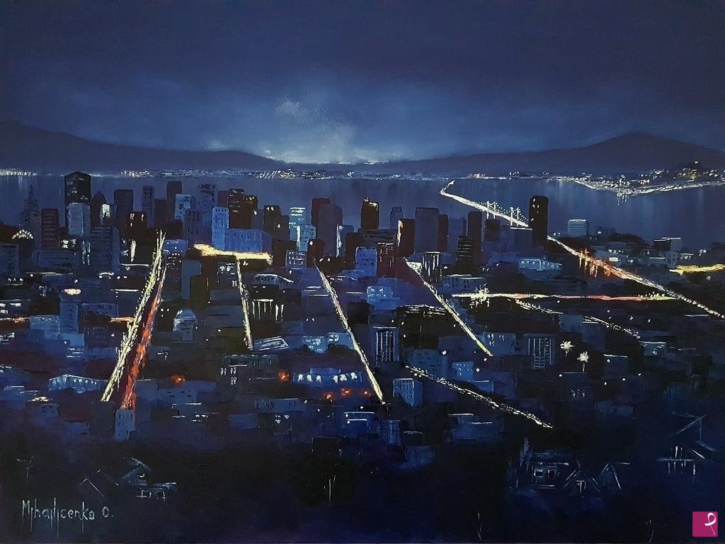 quadri in vendita online - Blue Night City
