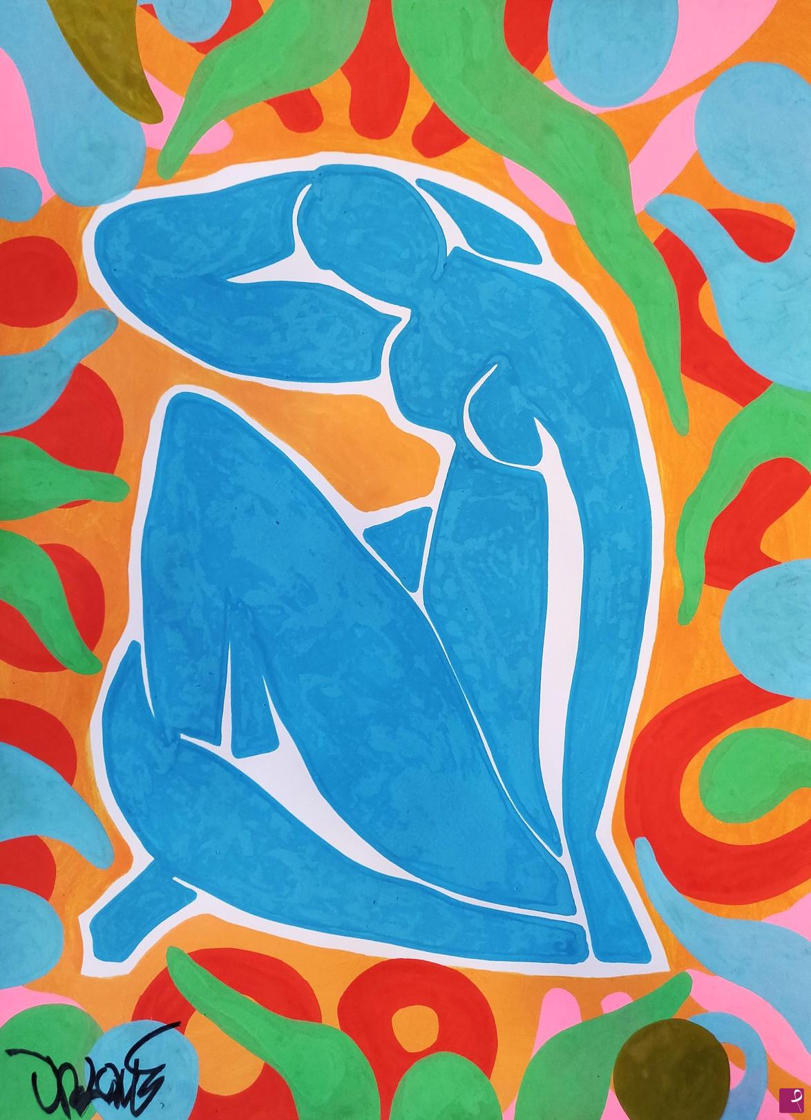 quadri in vendita online - Blue nude (Tributo a Matisse)