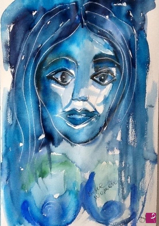quadri in vendita online - Blue woman 