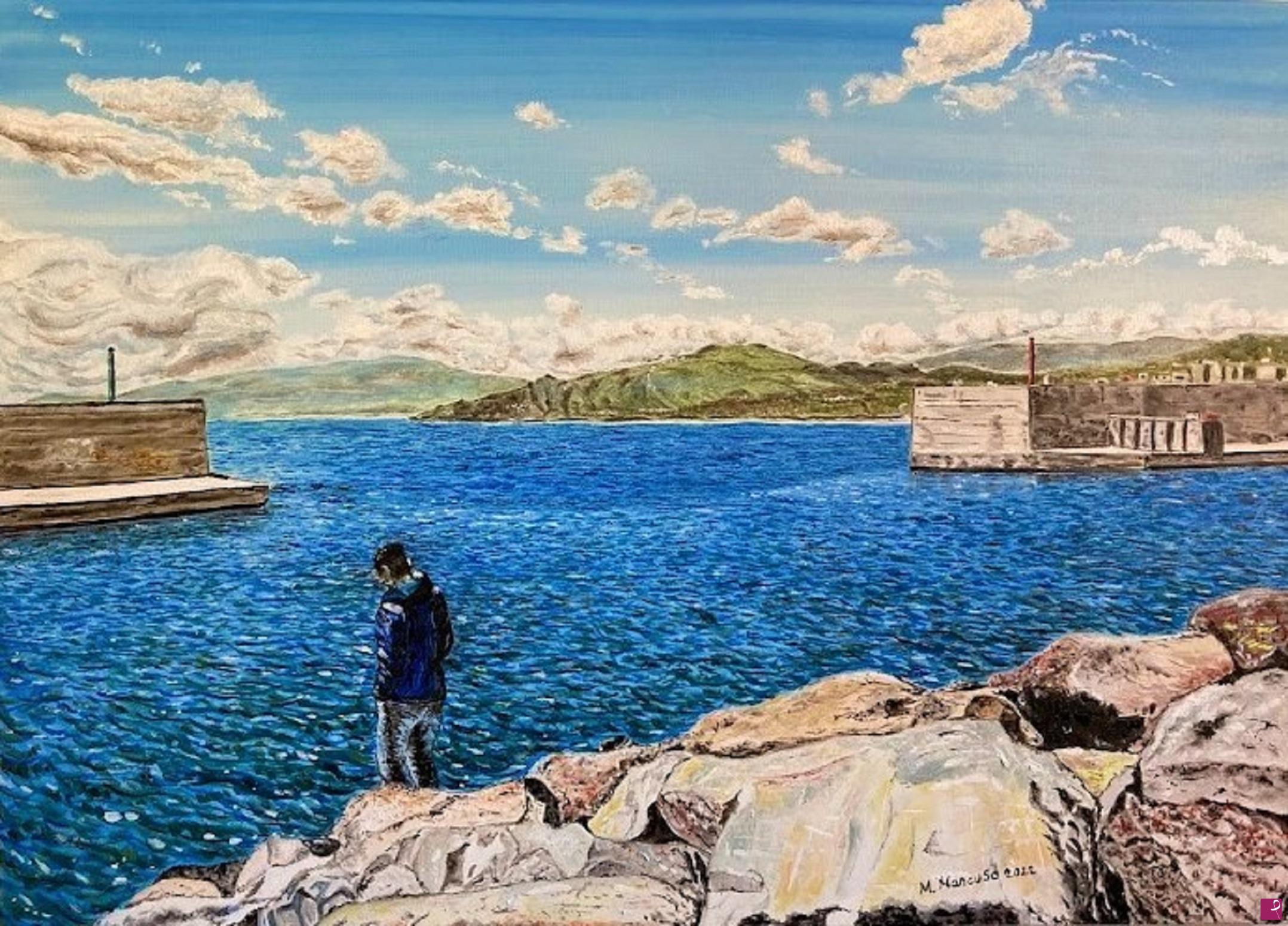 quadri in vendita online - Bocca del porto di Marina di Catanzaro (2022) - olio su tela - cm70x50