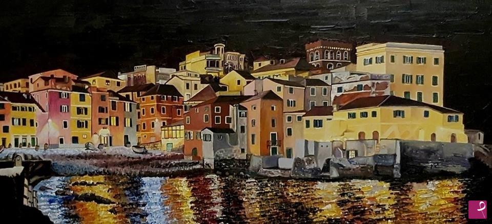 quadri in vendita online - boccadasse di notte - genova -liguria