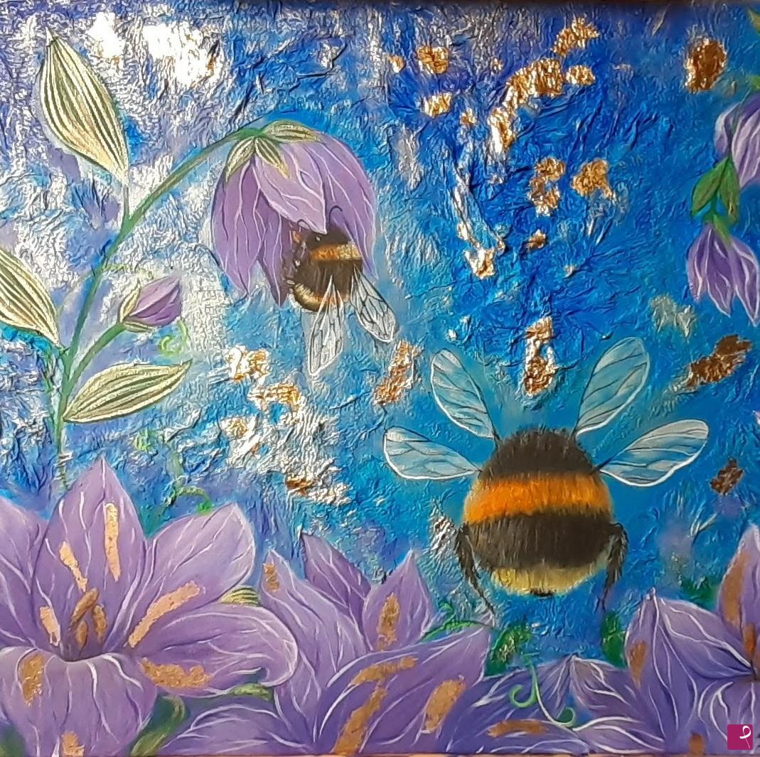 quadri in vendita online - Bombi e fiori
