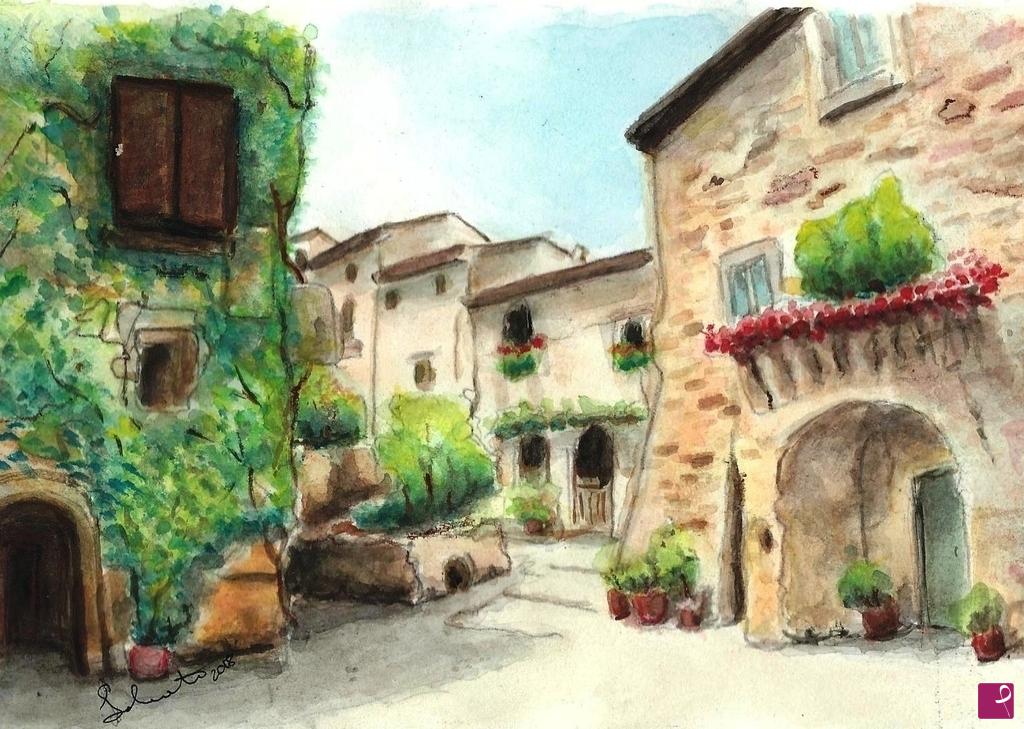 quadri in vendita online - Borgo a primavera
