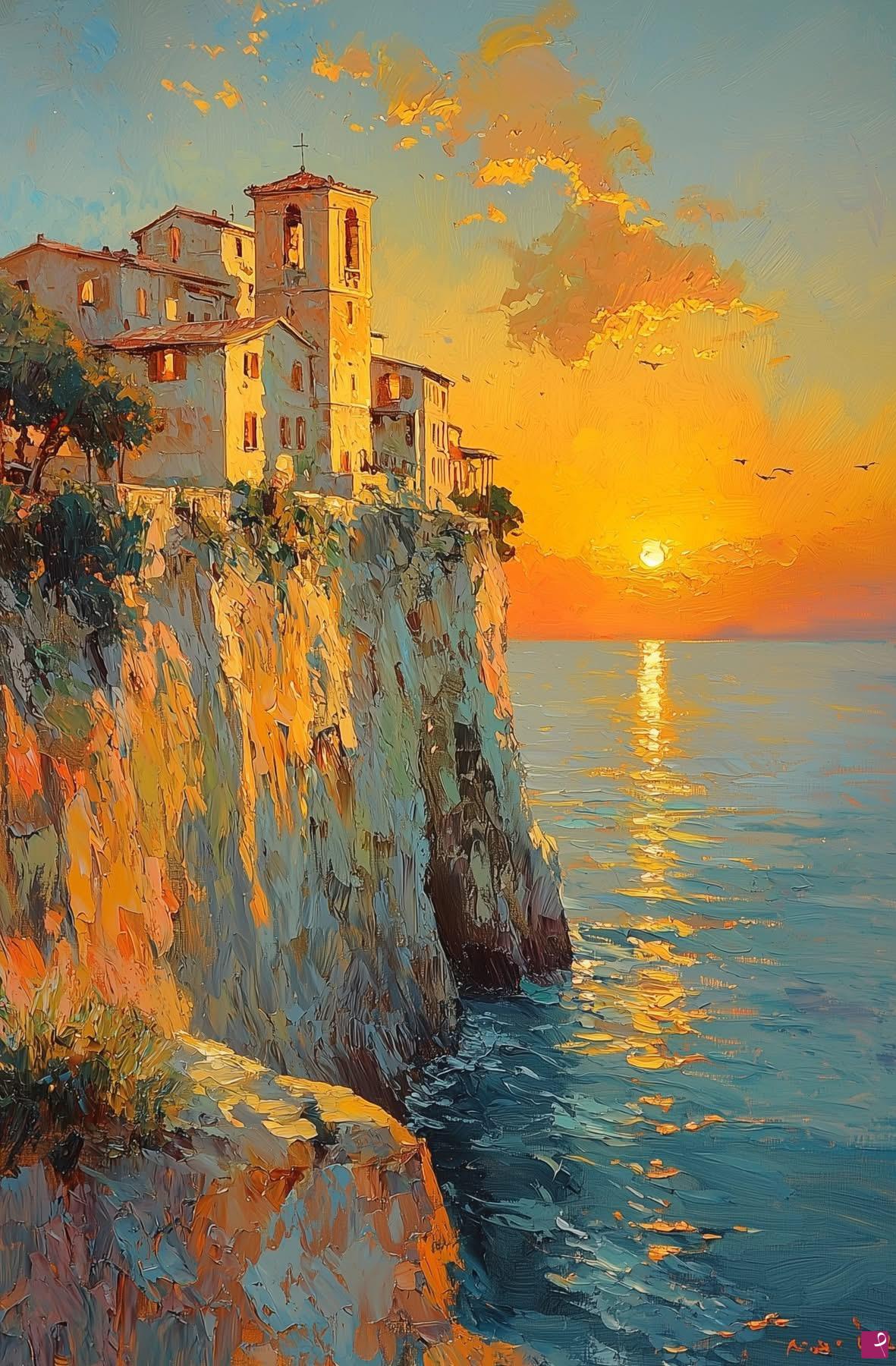 quadri in vendita online - borgo al tramonto