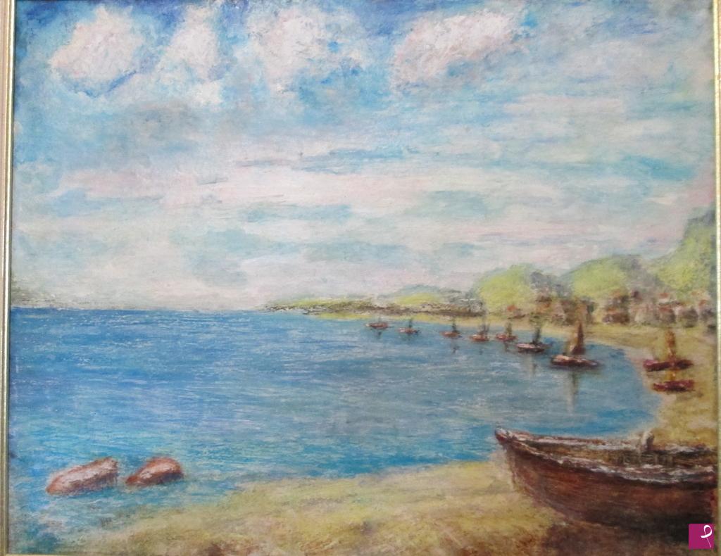 quadri in vendita online - Borgo di Pescatori PORTICELLO(Palermo) anno 2017 olio/tela 40x50 720€ disponibile sconto30%