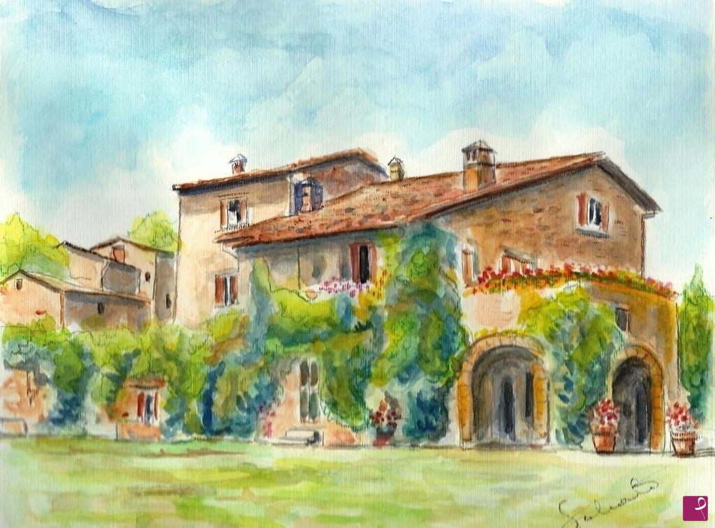 quadri in vendita online - Borgo in estate 