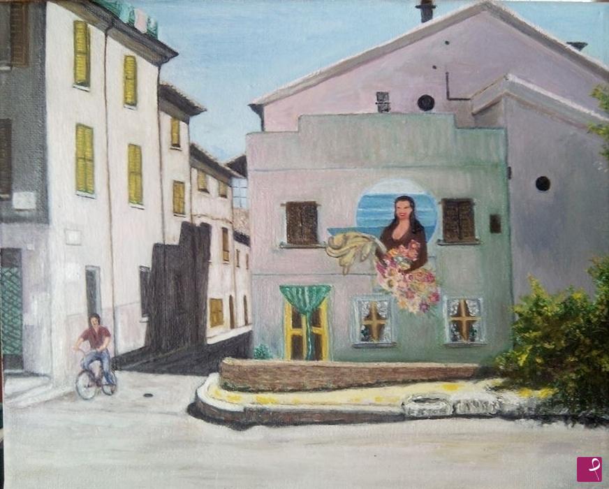quadri in vendita online - Borgo San Giuliano, la parete affrescata