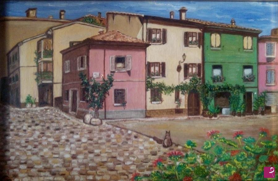 quadri in vendita online - Borgo San Giuliano, la piazzetta