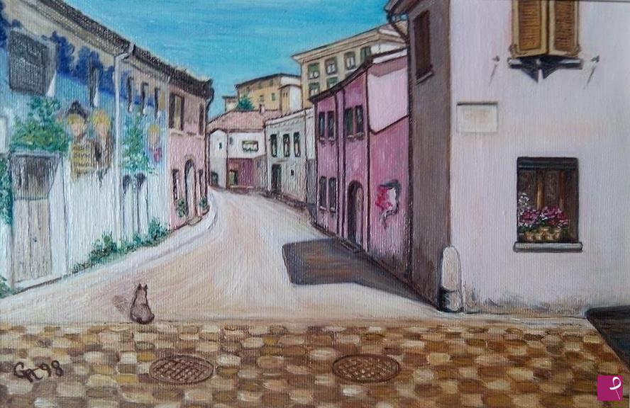 quadri in vendita online - Borgo San Giuliano, lungo la via