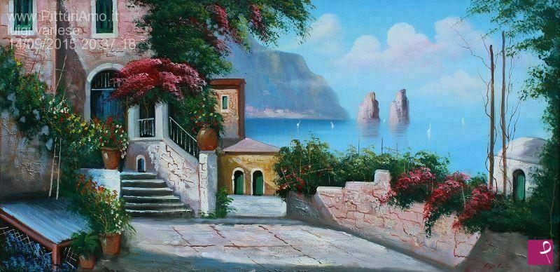 quadri in vendita online - Borgo sull'isola di Capri