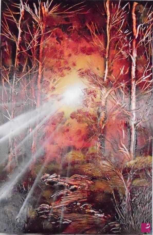 quadri in vendita online - bosco al tramonto