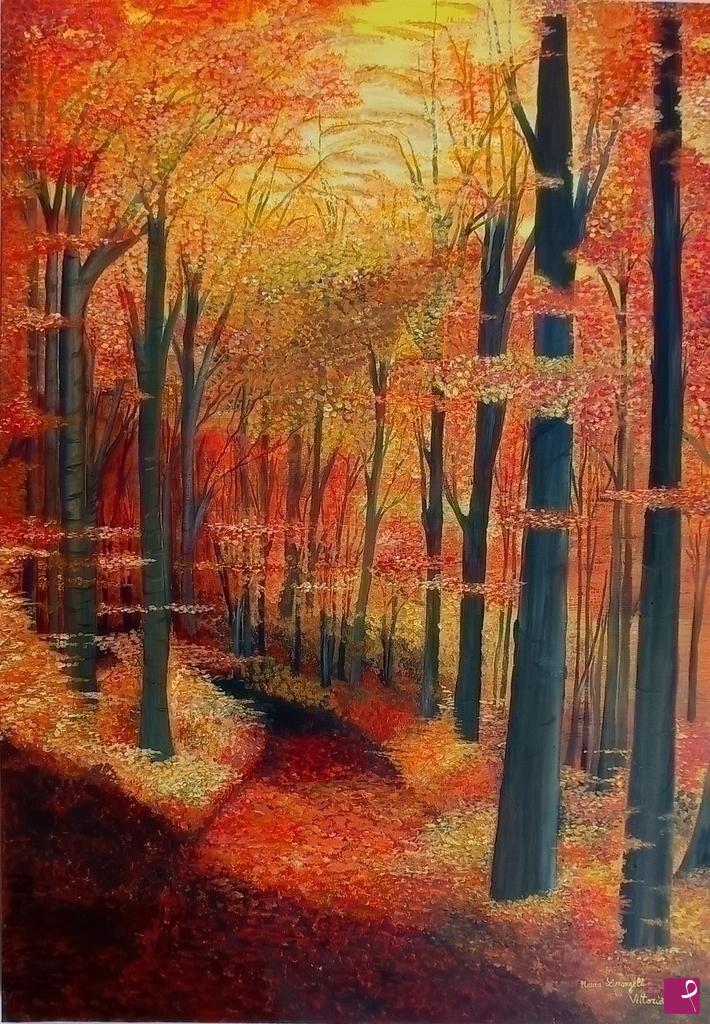 quadri in vendita online - Bosco al tramonto