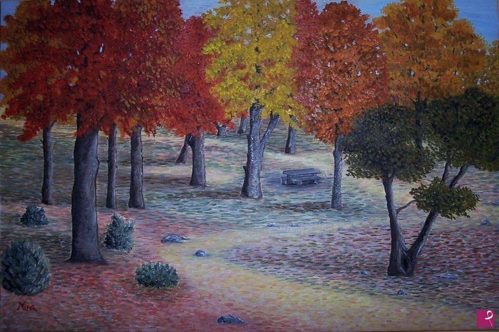 quadri in vendita online - Bosco autunnale