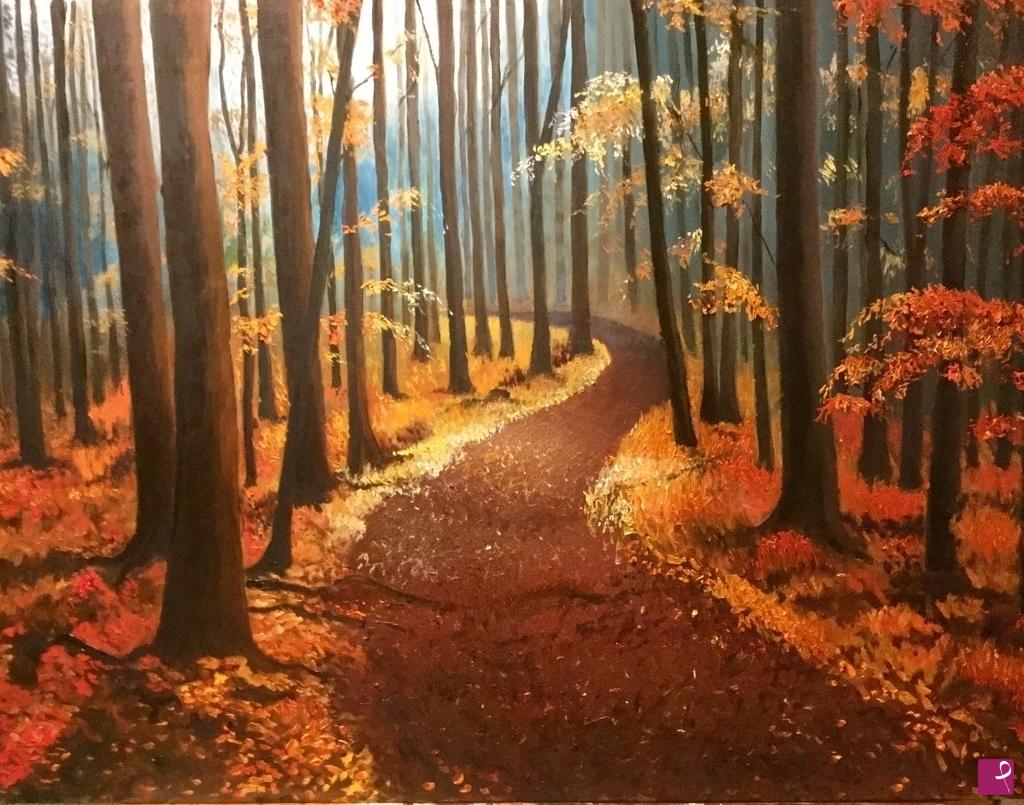 quadri in vendita online - Bosco autunnale 