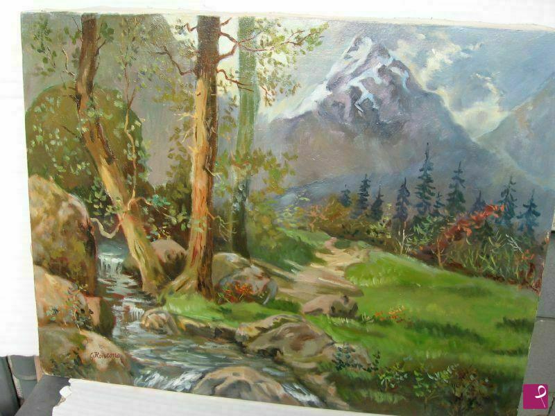 quadri in vendita online - Bosco con ruscello