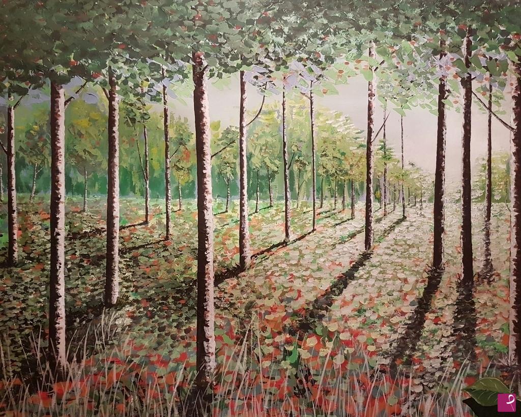 quadri in vendita online -  Bosco di betulle