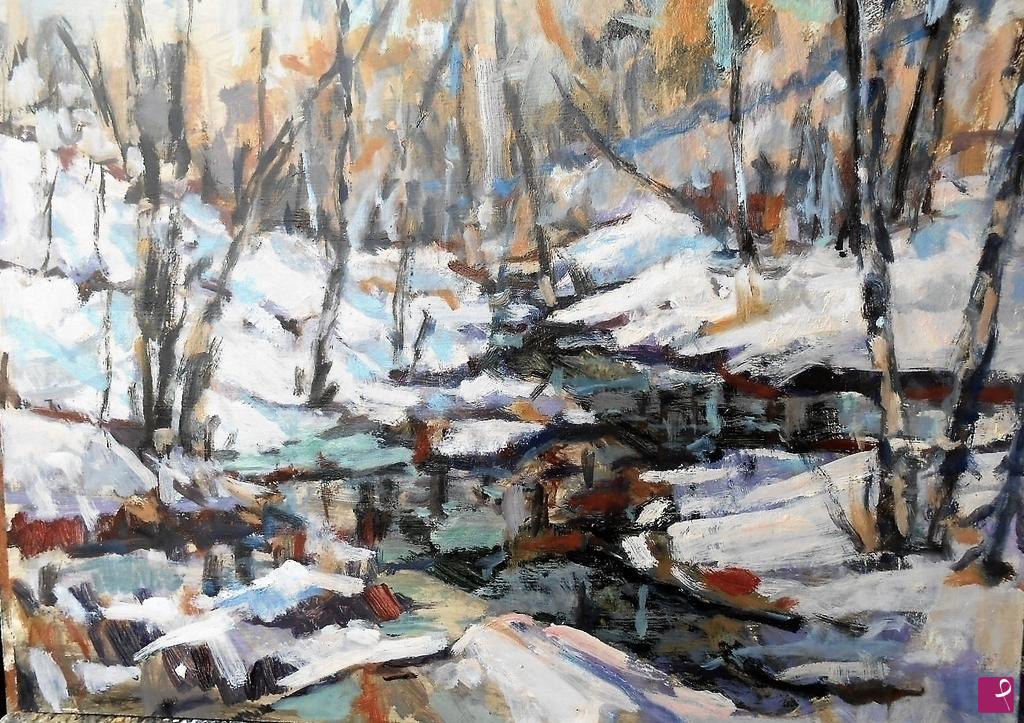 quadri in vendita online - bosco d'inverno