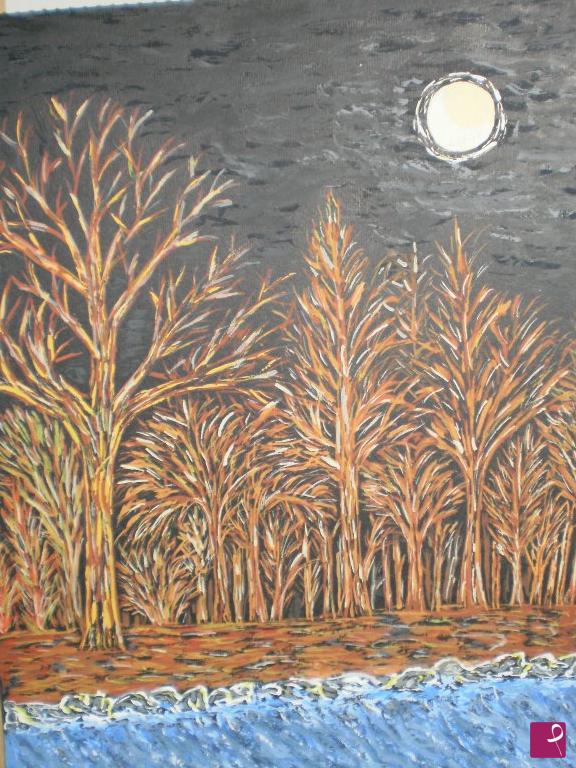 quadri in vendita online - Bosco illuminato dalla luna