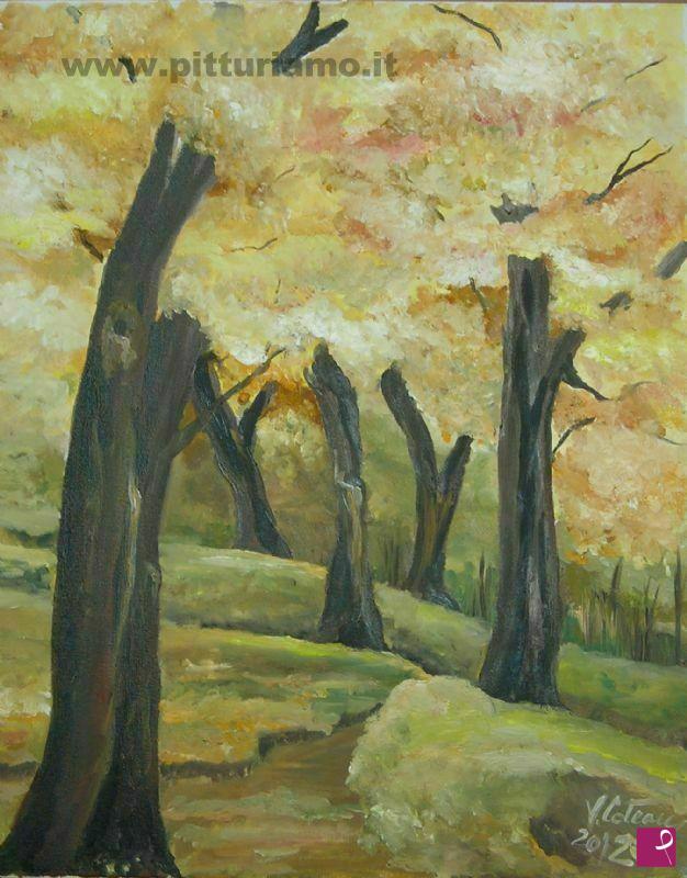 quadri in vendita online - Bosco in autunno