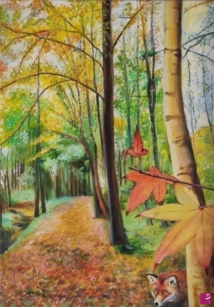 quadri in vendita online - Bosco in autunno