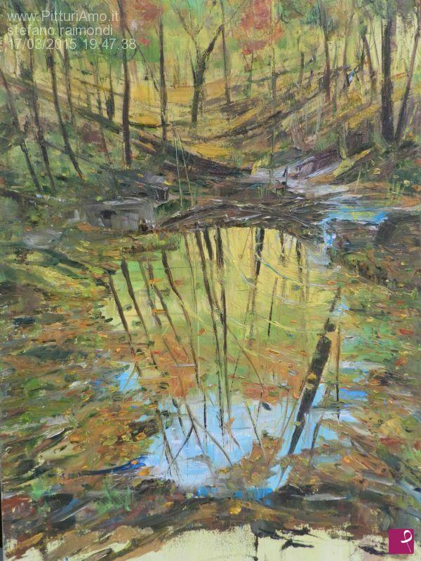 quadri in vendita online - bosco in autunno riflesso