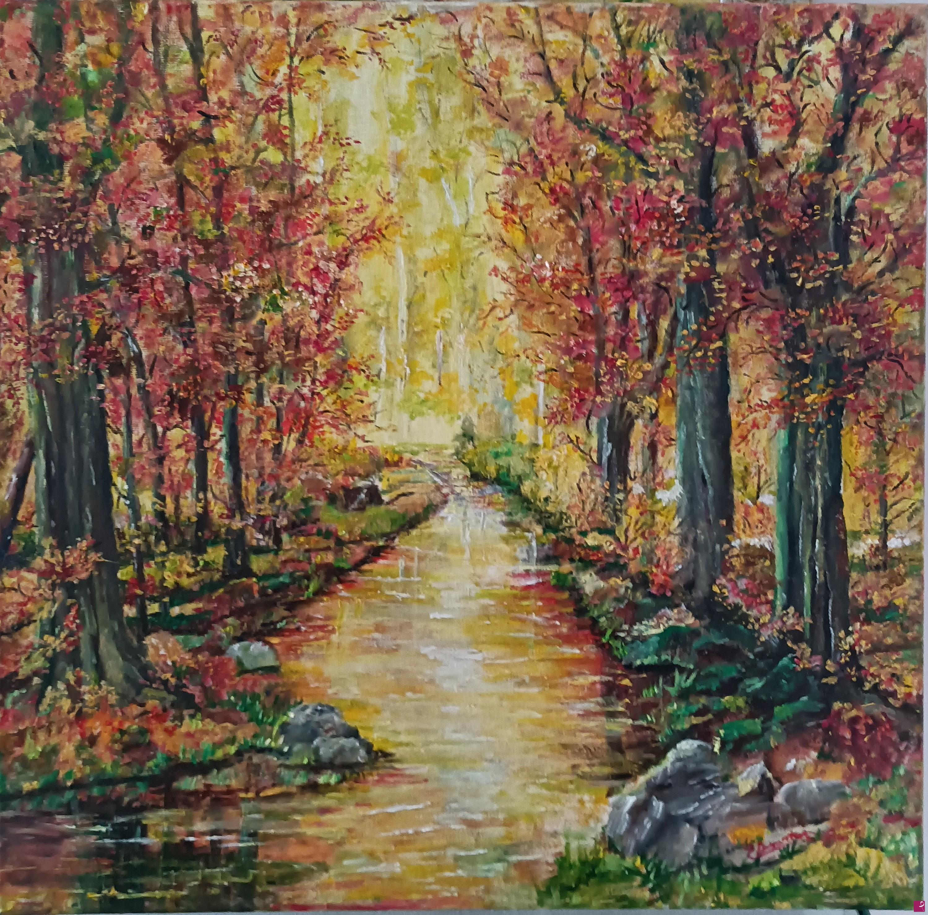 quadri in vendita online - Bosco Riflessi d'autunno