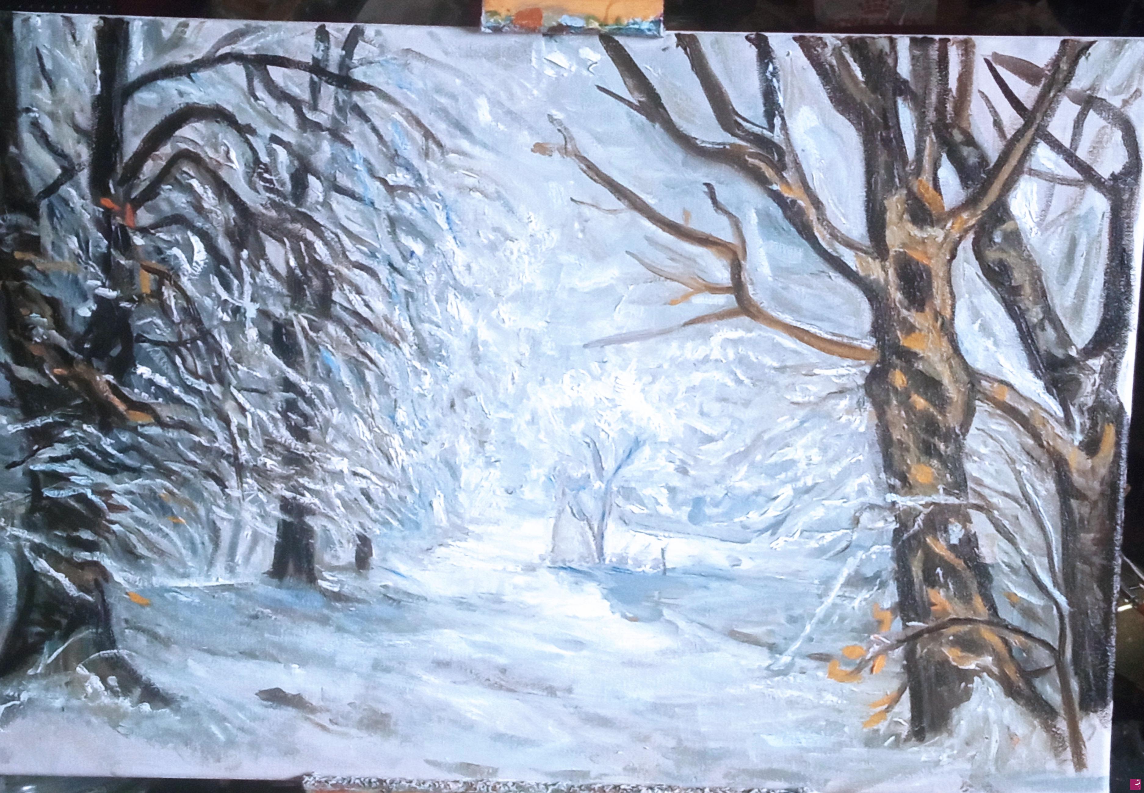 quadri in vendita online - Bosco sotto la neve