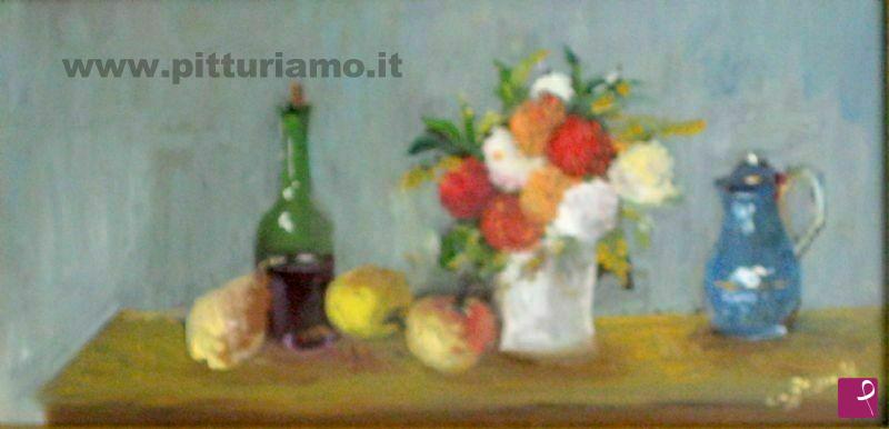 quadri in vendita online - bottiglia fiori brocca