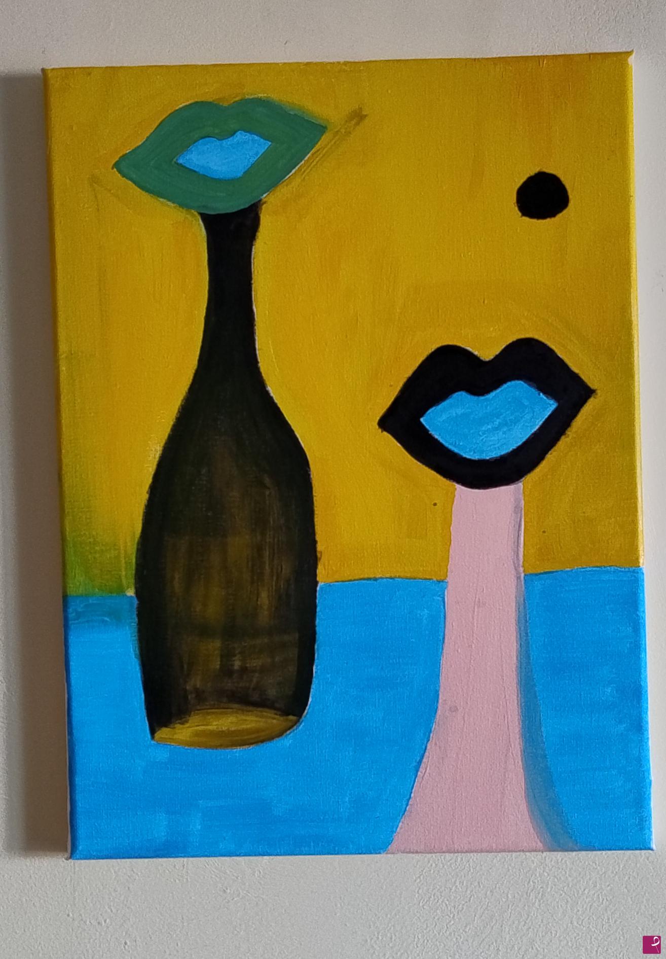 quadri in vendita online - Bottle on the beach 