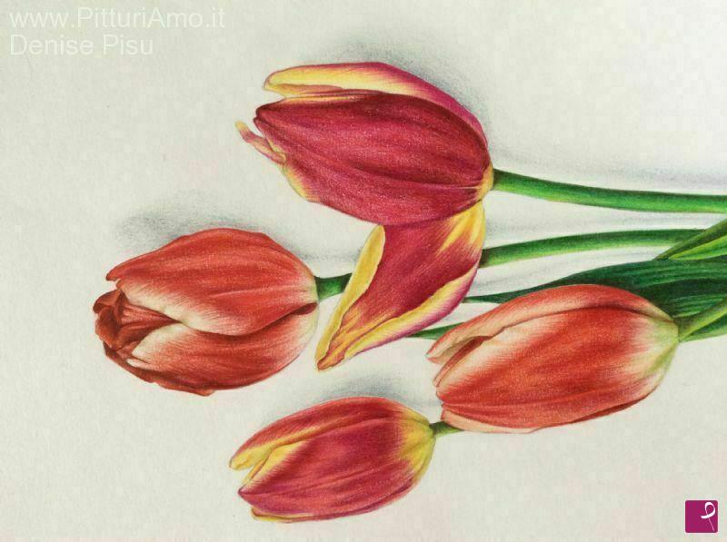 quadri in vendita online - Bouchet di tulipani