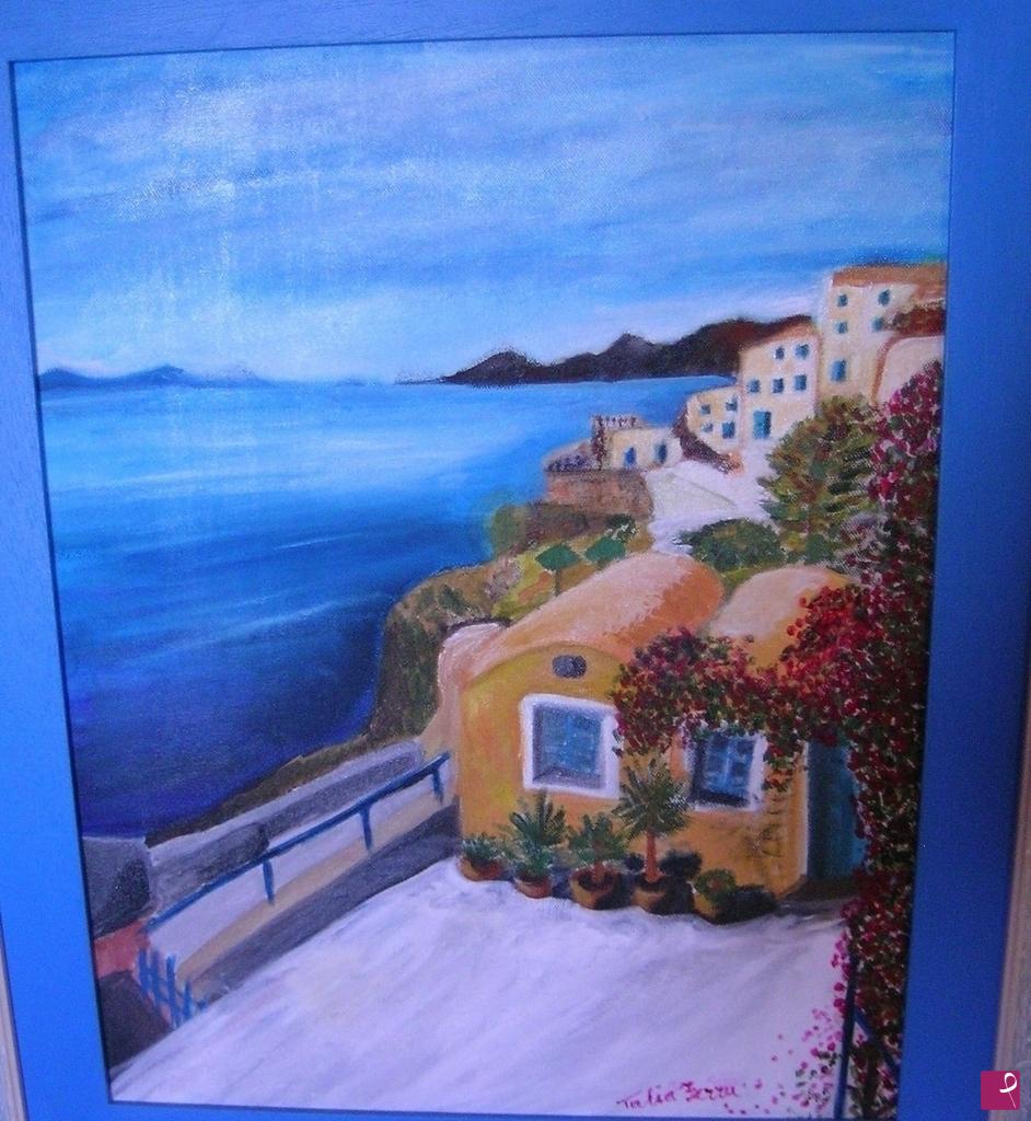 quadri in vendita online - bouganville a Santorini