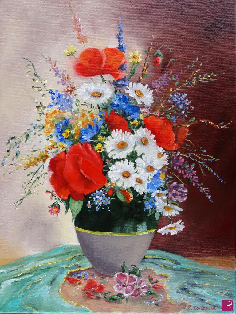 quadri in vendita online - Bouquet di fiori di campo
