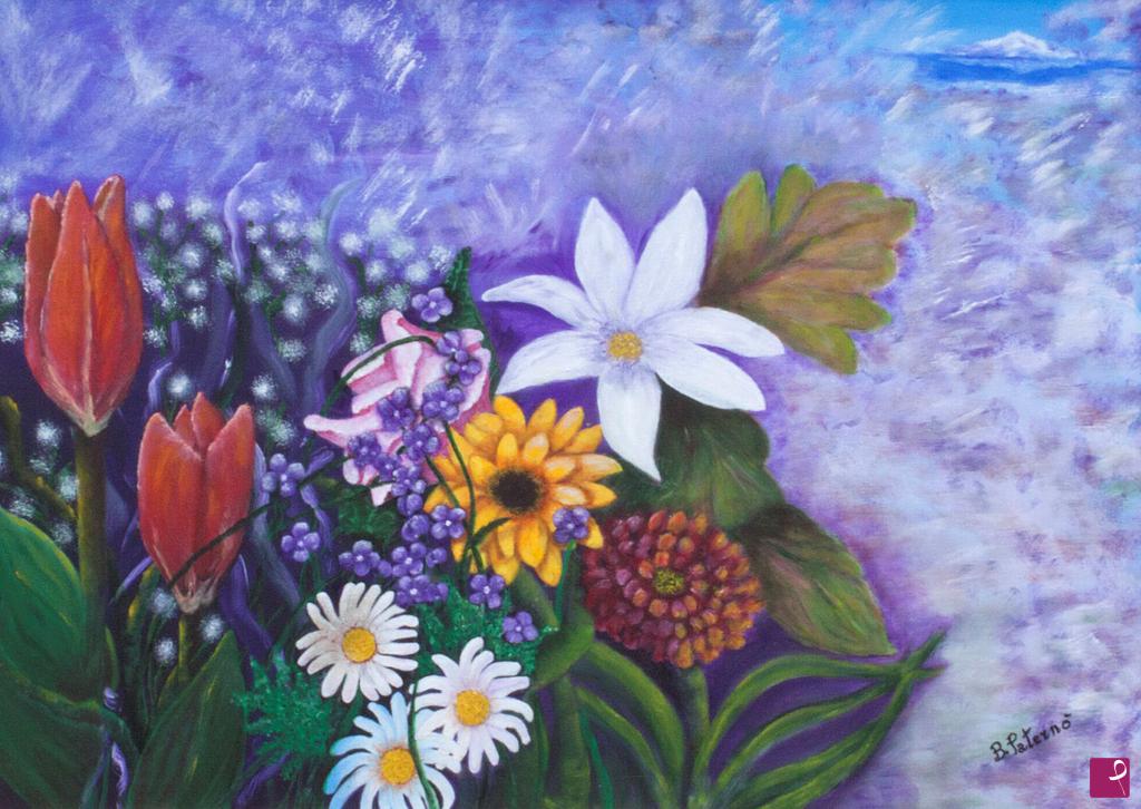 quadri in vendita online - Bouquet di Fiori sulla neve