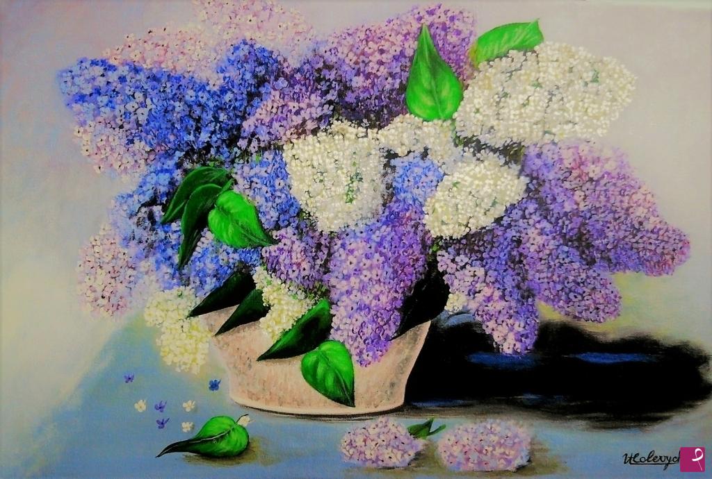 quadri in vendita online - Bouquet di lilla