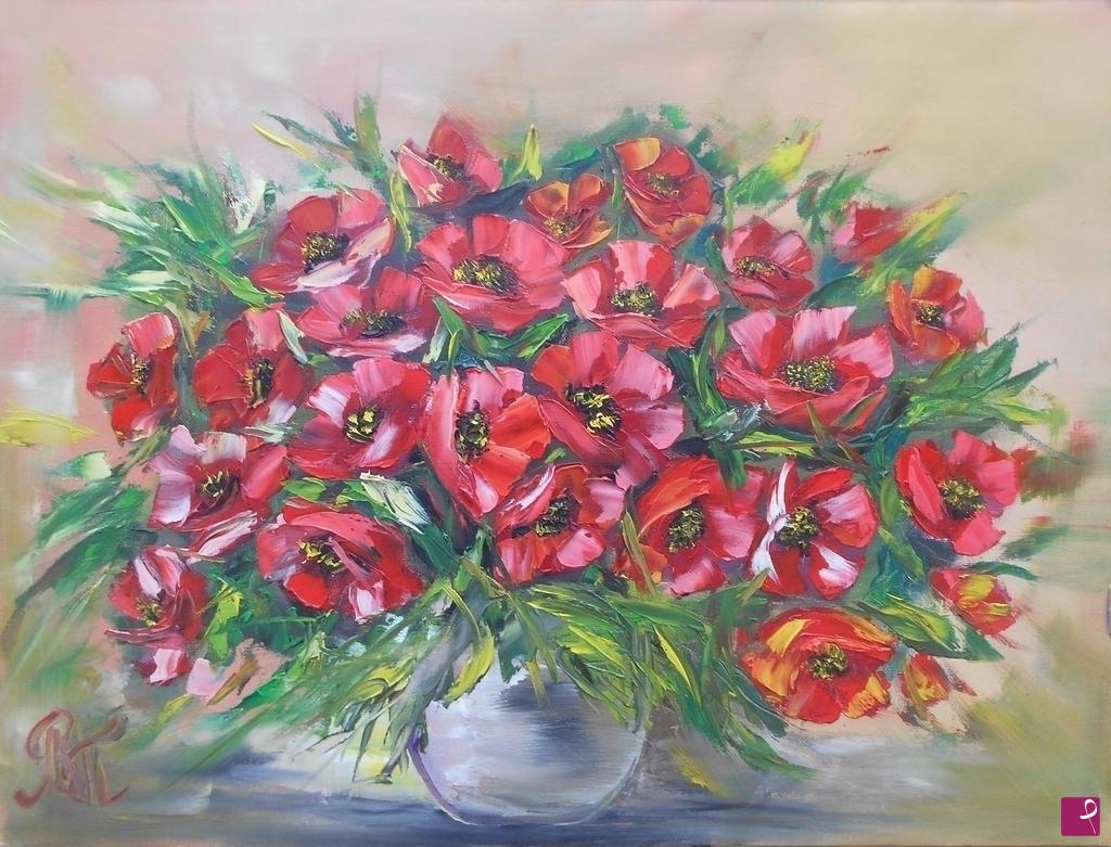quadri in vendita online - BOUQUET DI PAPAVERI