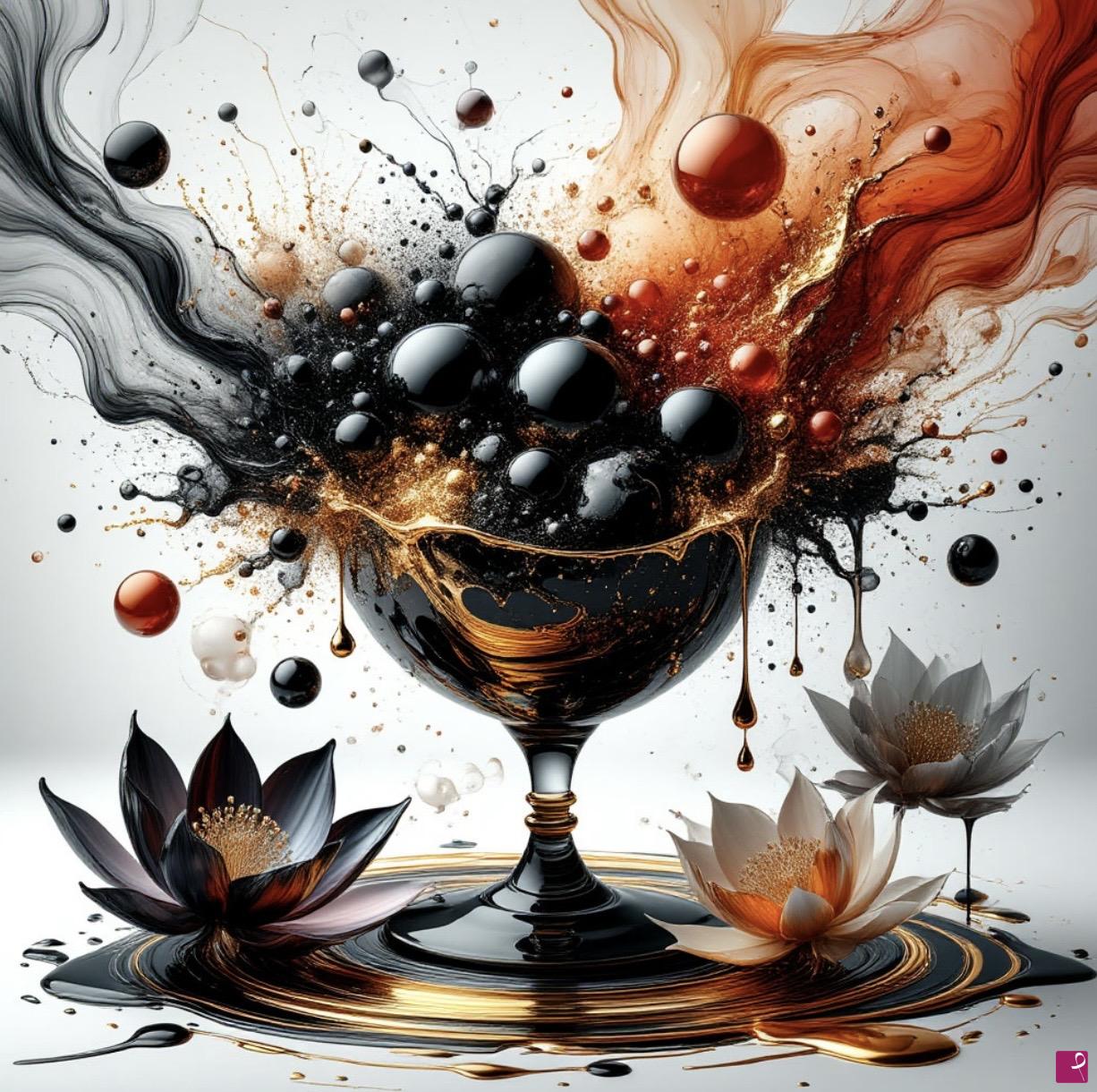 quadri in vendita online - Bowl with black balls