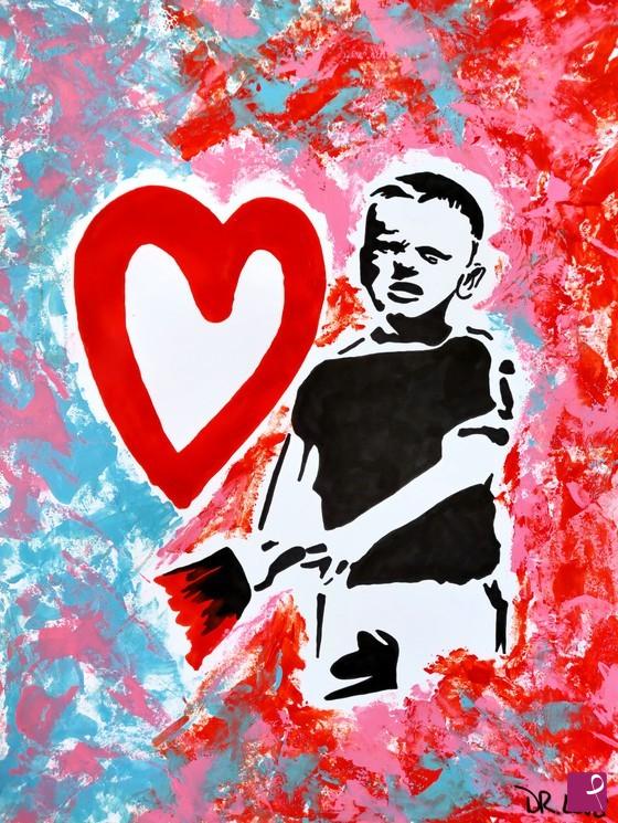 quadri in vendita online - Boy in love (a tribute to Banksy)