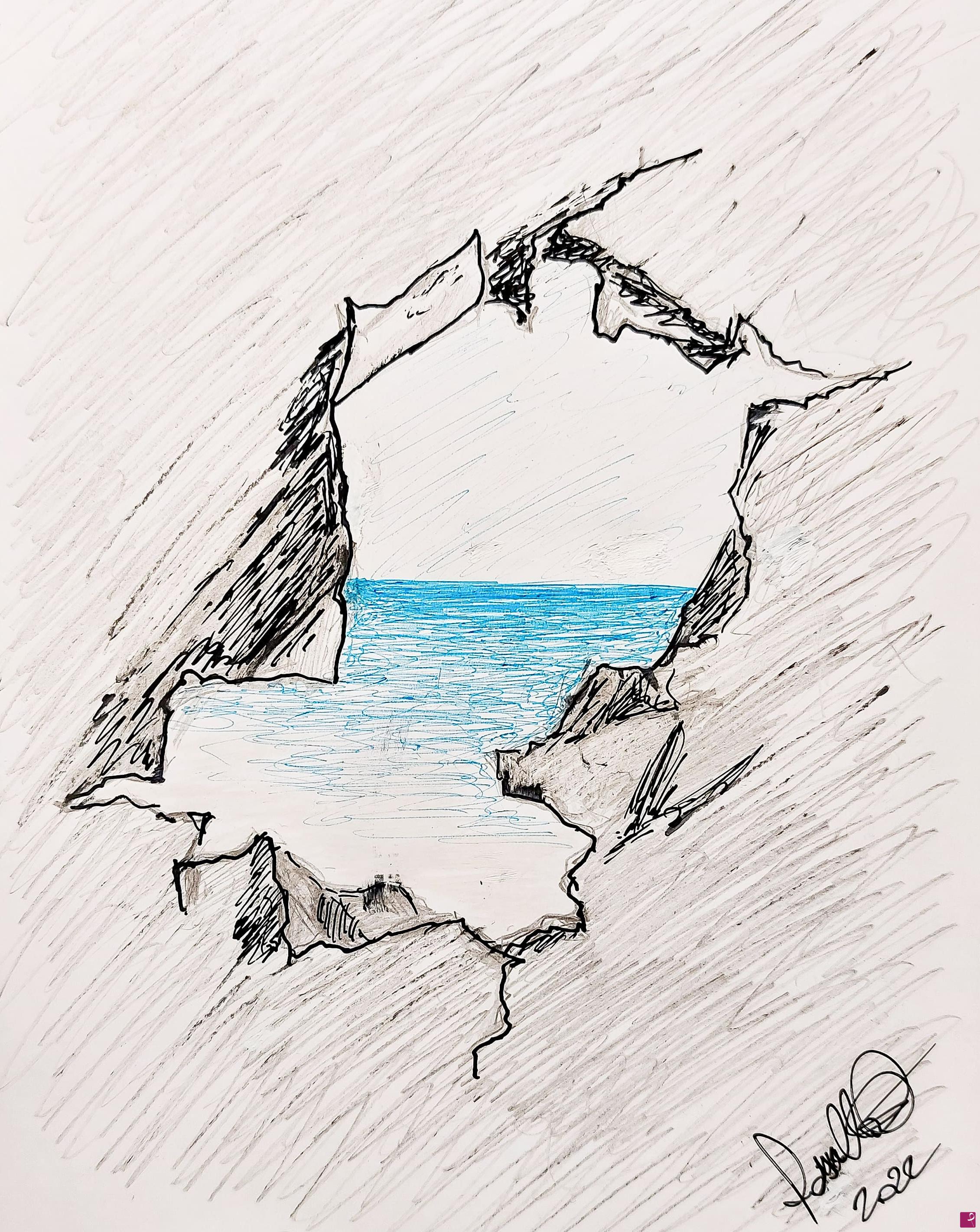 quadri in vendita online - Breccia con vista mare.