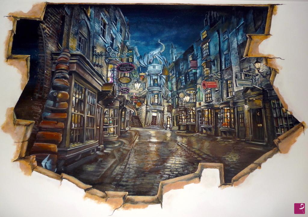 quadri in vendita online - Breccia su Diagon Alley