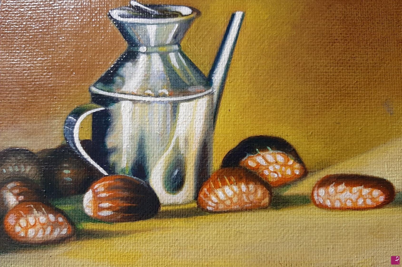 quadri in vendita online - Bricco con castagne